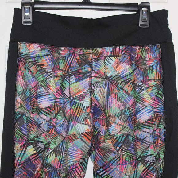 Mossimo Black Palm Leaf Print Legging Workout Multicolor Yoga Pant | SZ Large - Picture 5 of 6